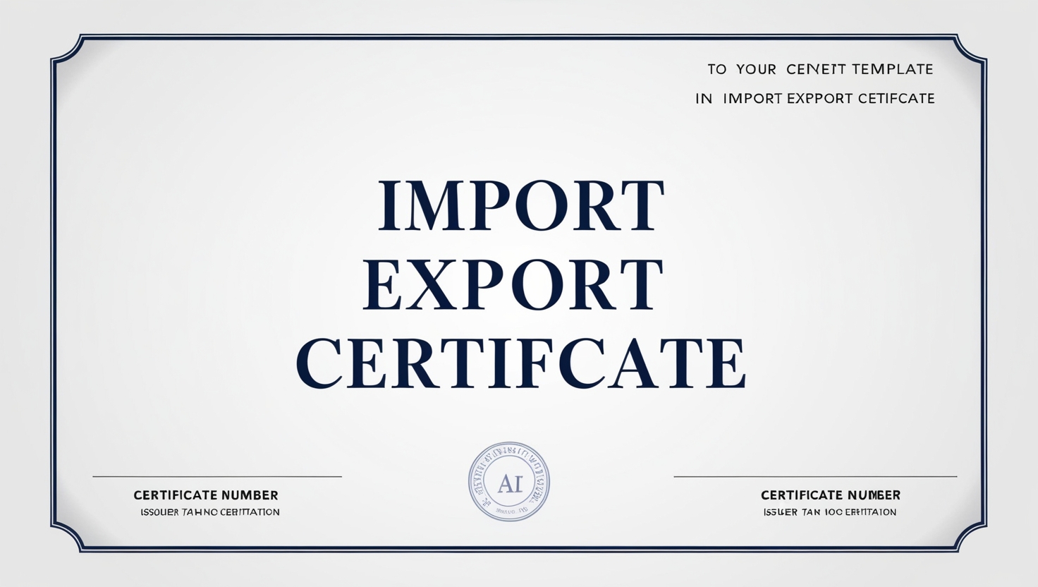 IMPORT EXPORT CERTIFICATE